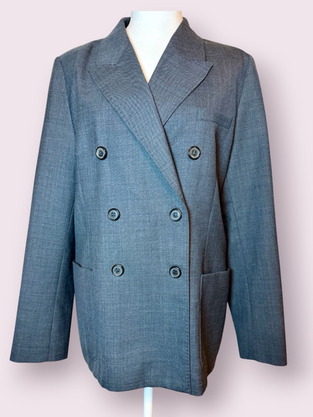 Zara Charcoal Gray Double Breasted Men’s Inspired Blazer Suit Jacket Size XL